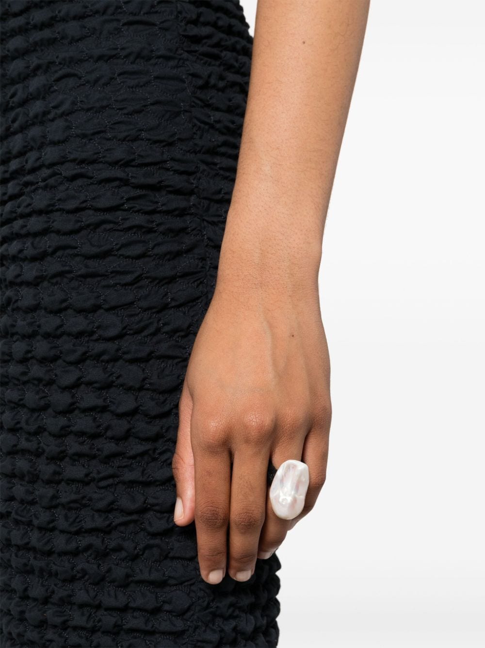 Shop Monies Baroque-pearl Ring In Black