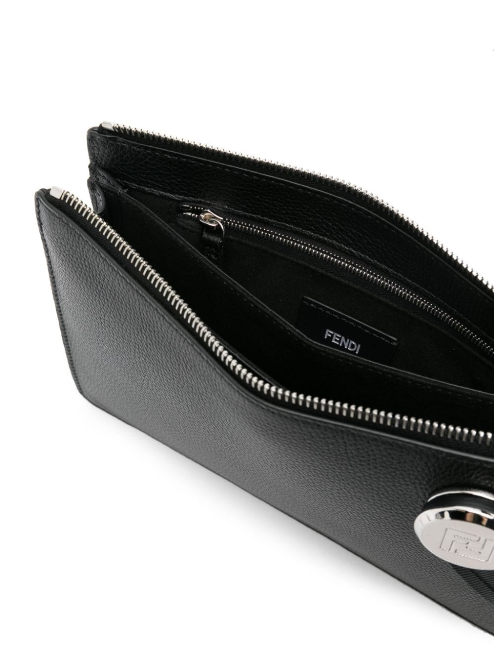 Shop Fendi Roma Leather Clutch Bag In Black