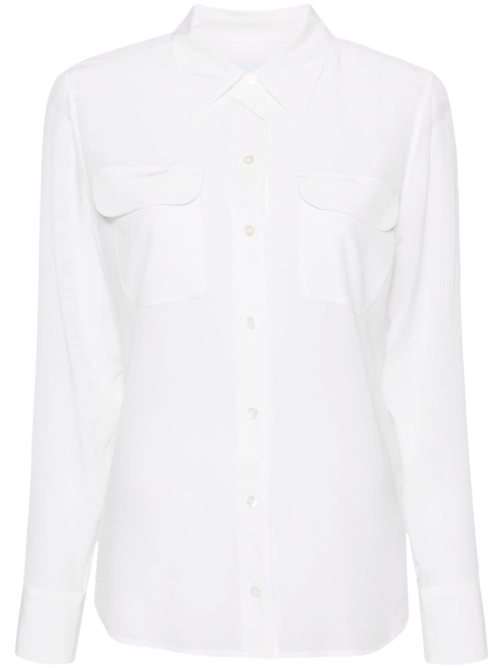 Equipment Long-sleeve Silk Shirt In White