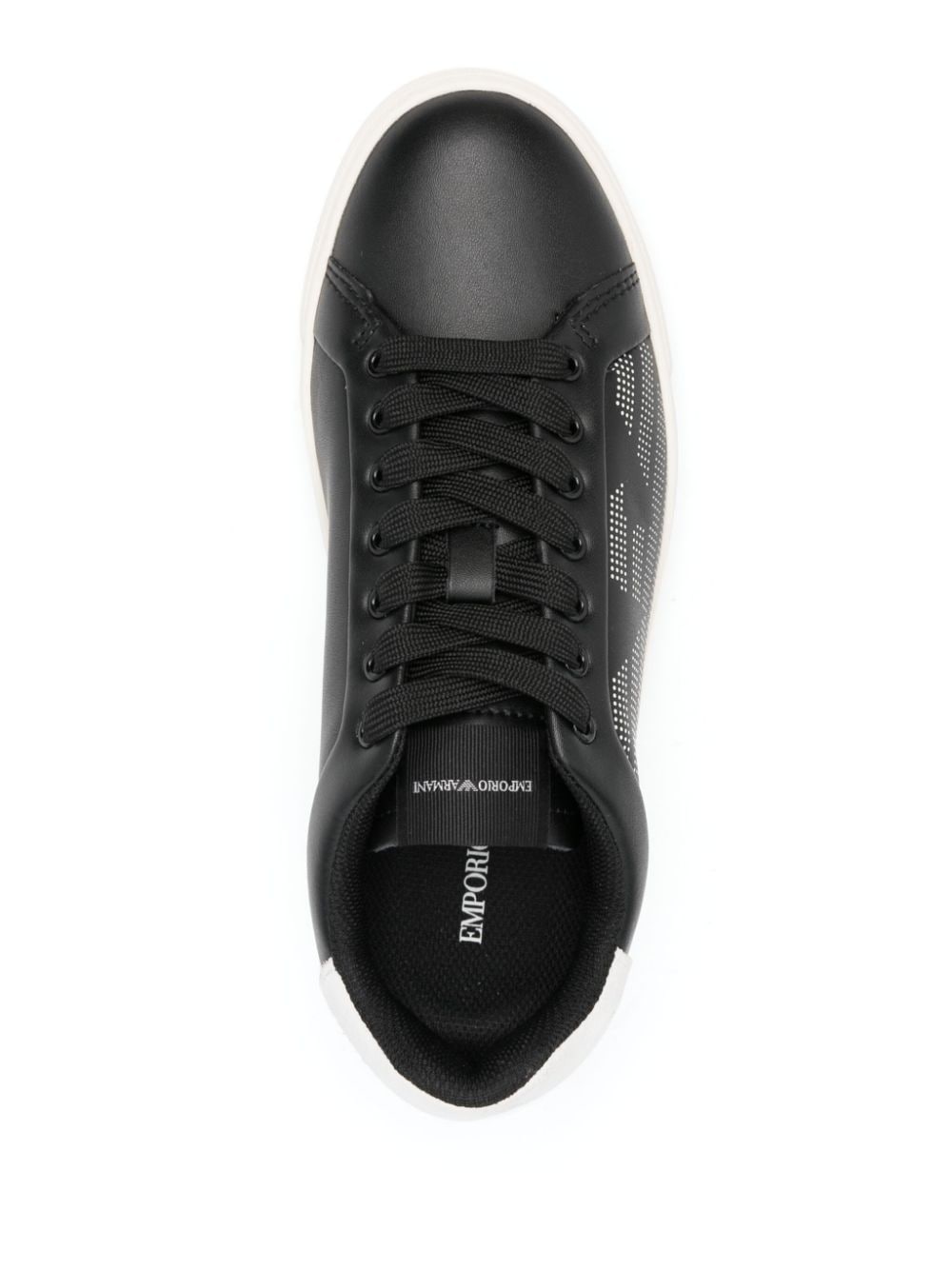 Shop Emporio Armani Asv Eagle-ebemllished Sneakers In Black