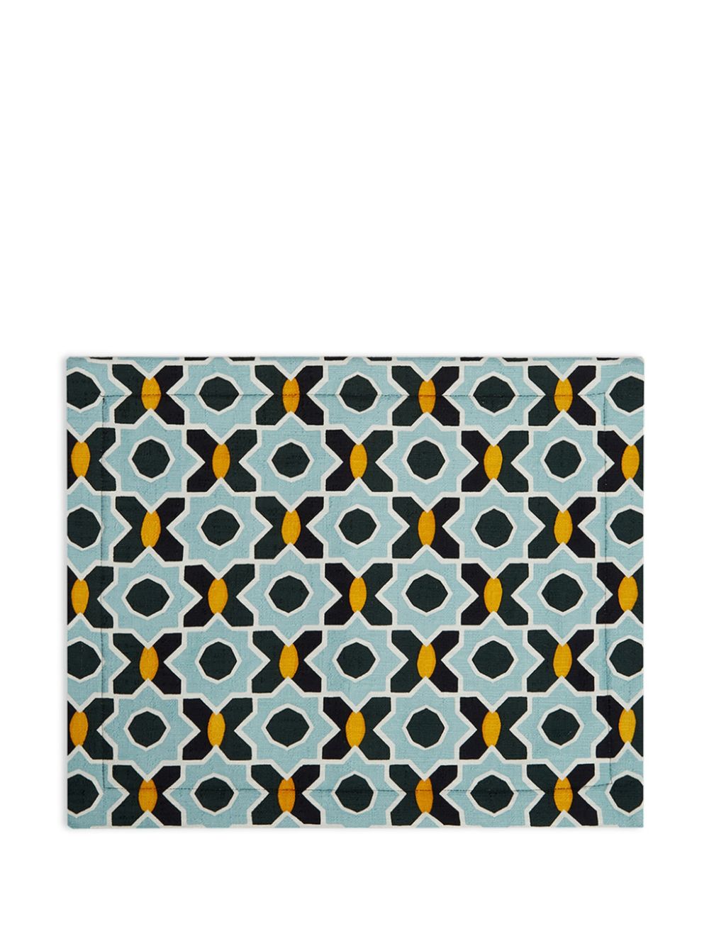 Shop La Doublej Geometric-print Cotton Placemat (set Of Two) In Blue