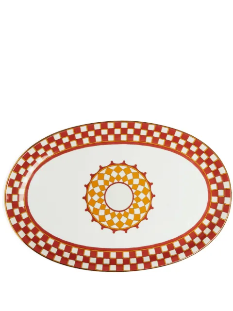La DoubleJ geometric-print porcelain platter (36cm x 24cm)