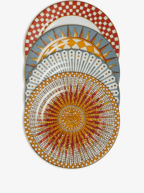 La DoubleJ geometric-print porcelain plates (set of four)