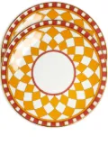 La DoubleJ geometric-print porcelain side plates (set of two) - Orange