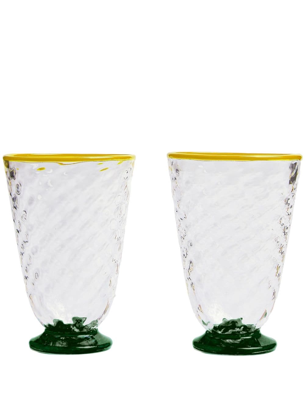 La Doublej Metallic-trim Quilted Glass (set Of Two) In Neutrals