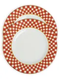 La DoubleJ geometric-print porcelain dinner plate (set of two) - Orange