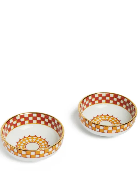 La DoubleJ geometric-print porcelain bowl (set of two)