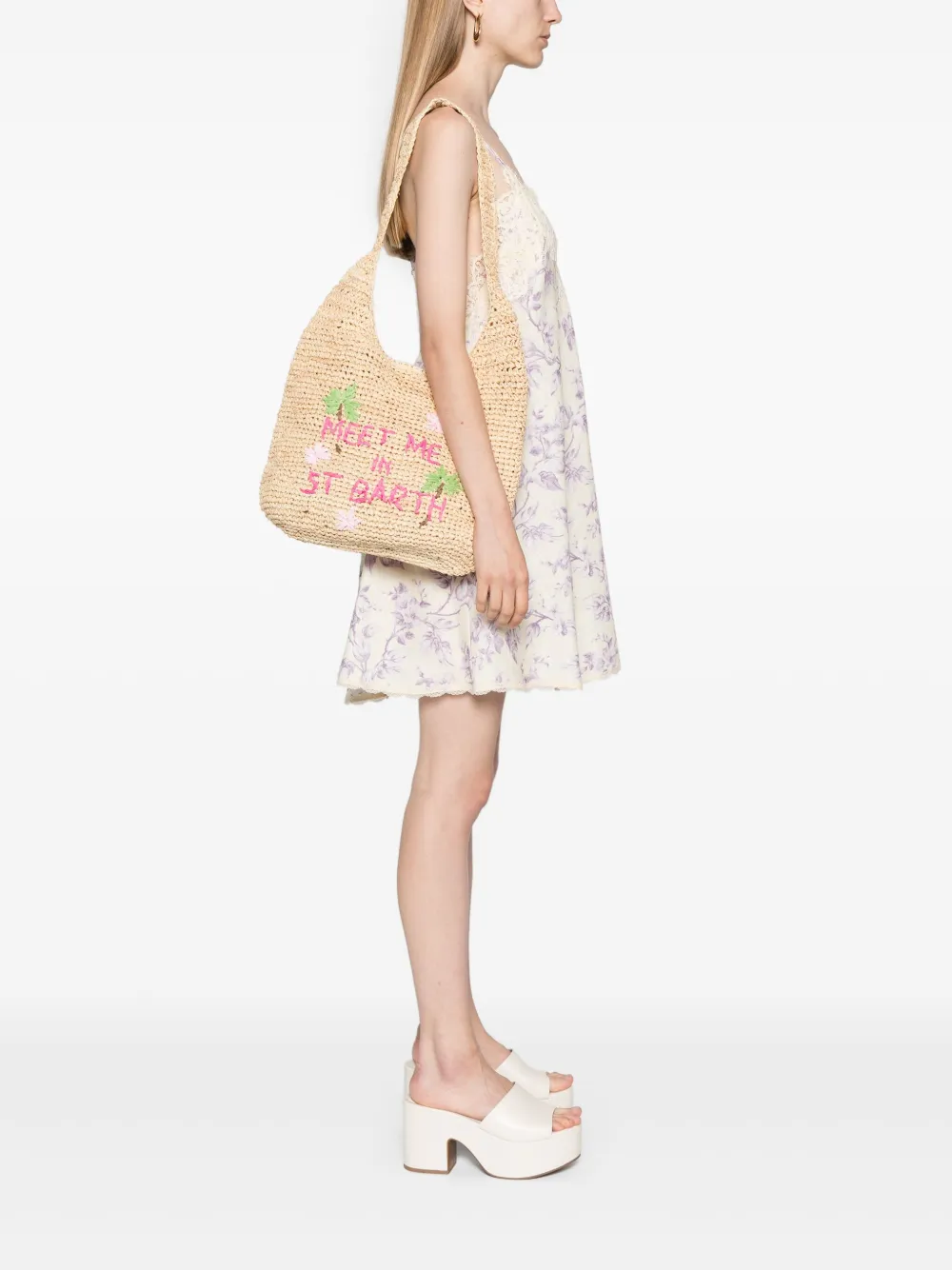 MC2 Saint Barth Meet Me raffia schoudertas - Beige