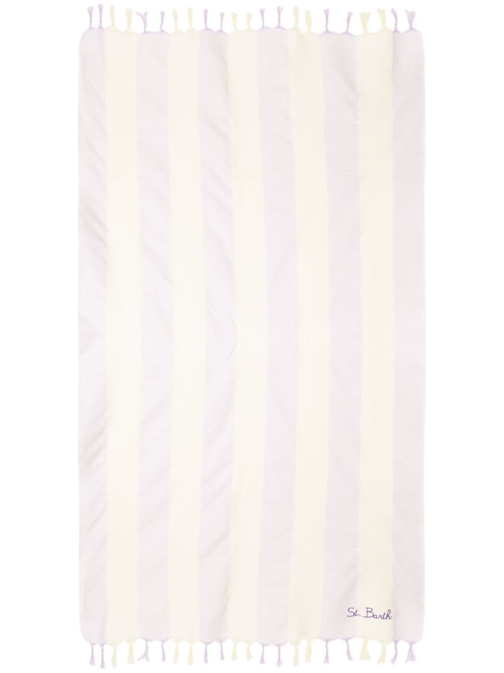 Shop Mc2 Saint Barth Striped Cotton Beach Towel In Purple