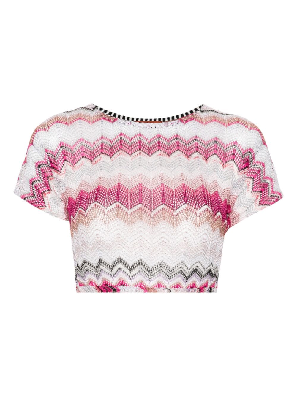 Missoni zigzag crochet-knit top Roze