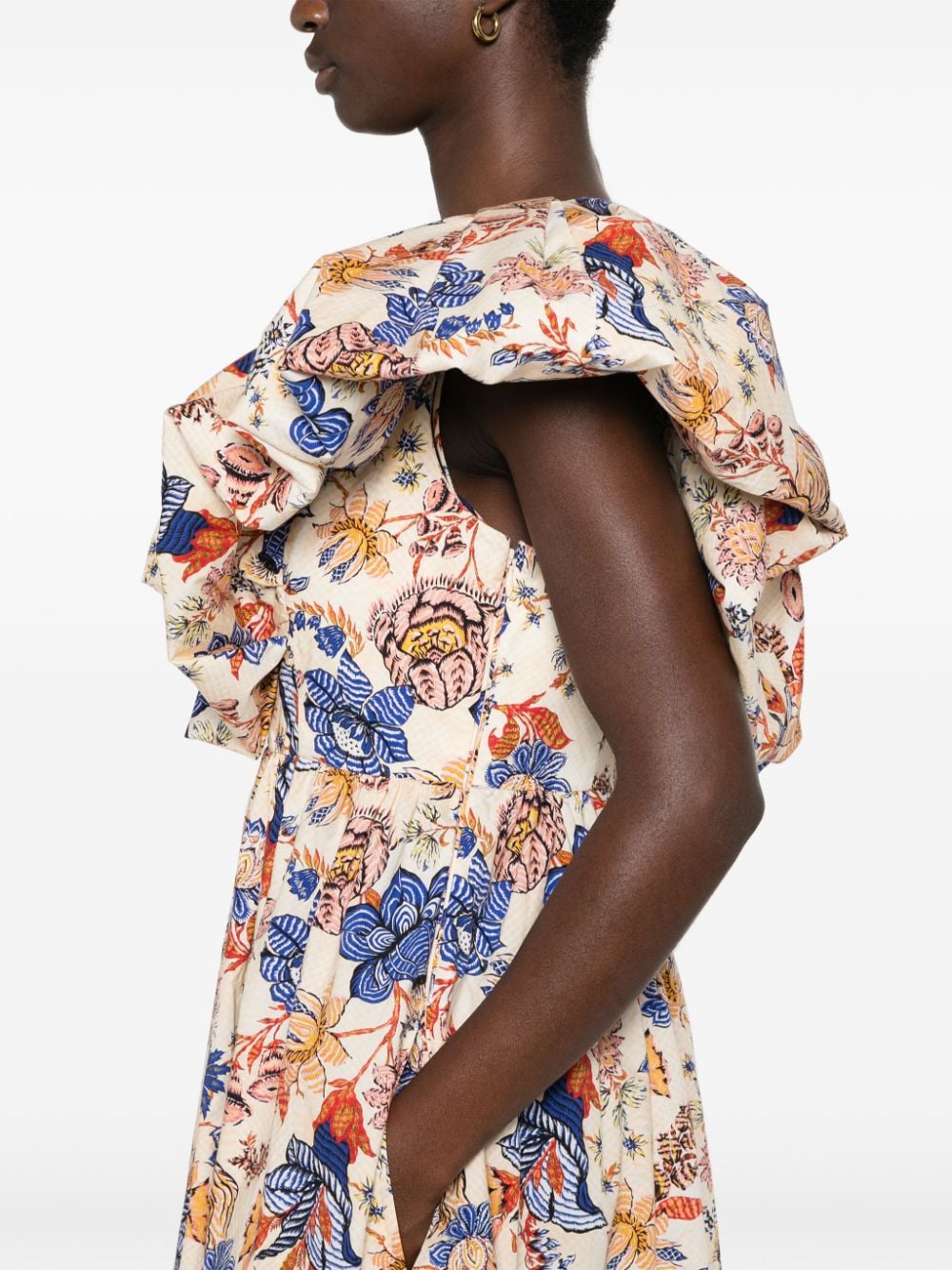 Shop Ulla Johnson Francesca Magnolia-print Dress In Neutrals