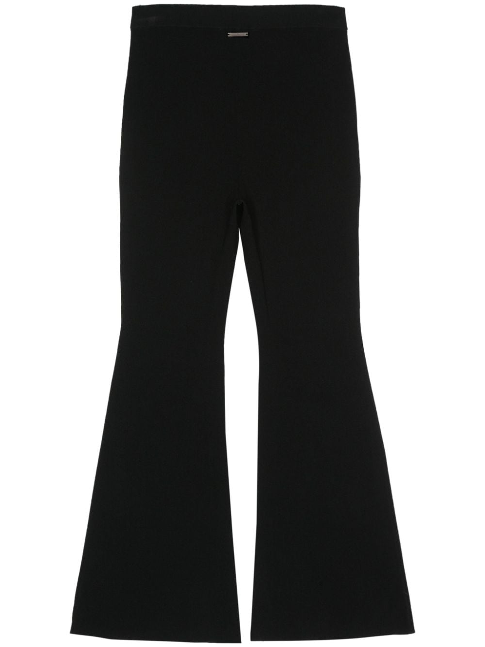 Shop Michael Michael Kors Ribbed-knit Flared Trousers In Black