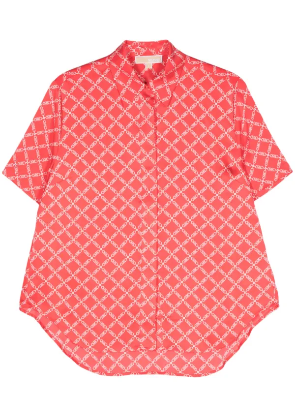 Michael Michael Kors Empire logo print Satin Shirt Pink FARFETCH CA