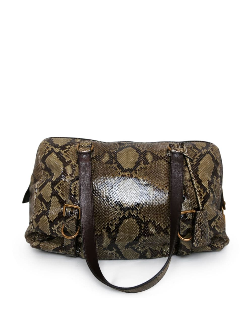 Pre-owned Prada Snakeskin-effect Shoulder Bag In Green