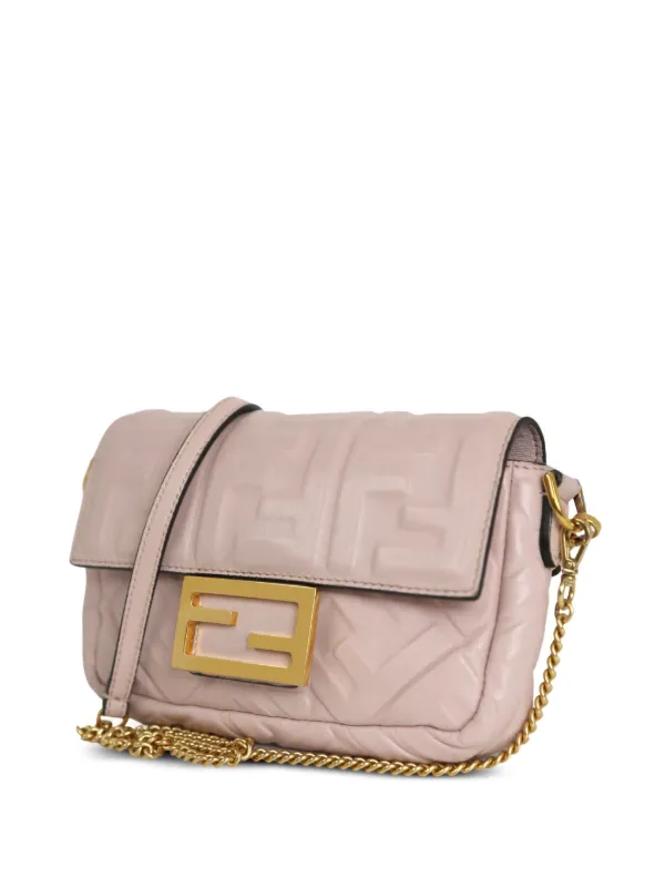 Fendi Pre Owned FF debossed Baguette two way Bag Pink FARFETCH SA