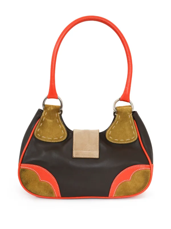 Prada Pre-Owned colour-block Shoulder Bag | Brown | FARFETCH