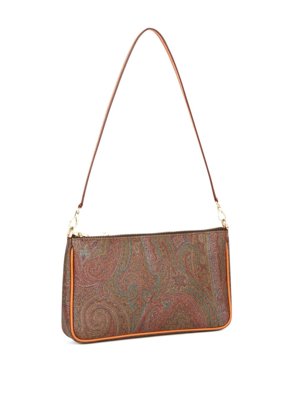 ETRO Kleine leren schoudertas met paisley-print Bruin