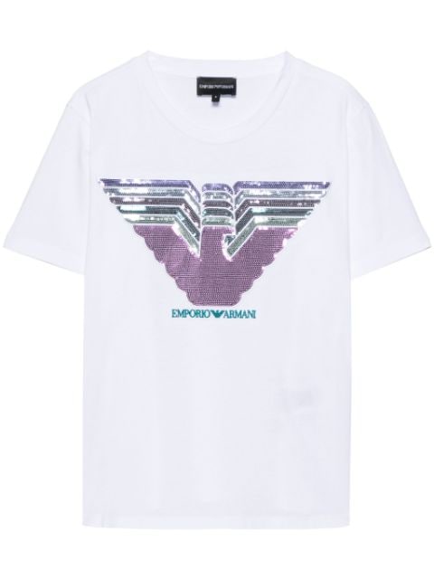 Emporio Armani sequinned-eagle T-shirt