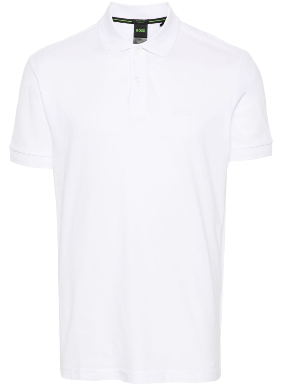 Hugo Boss Logo Print Cotton Polo Shirt In White
