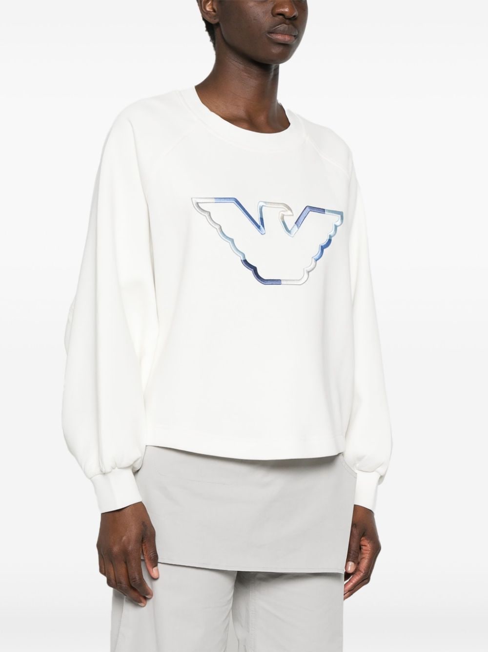 Shop Emporio Armani Embroidered-logo Sweatshirt In White