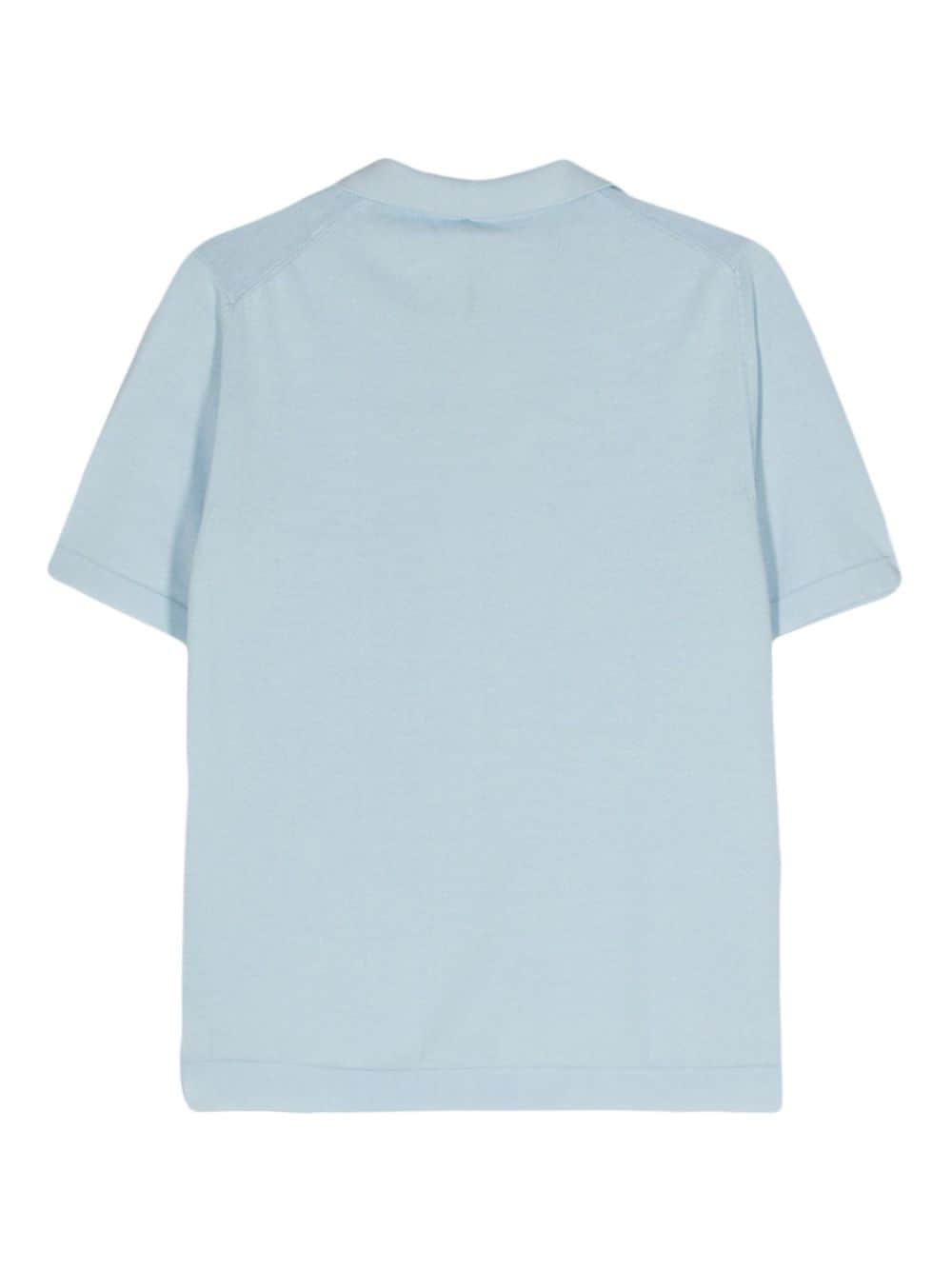 Shop Cenere Gb Fine-knit Cotton Polo Shirt In Blue