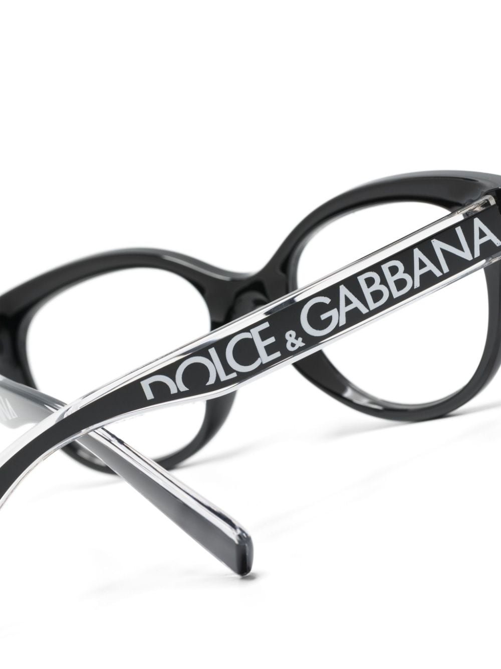 Shop Dolce & Gabbana Logo-engraved Cat-eye Glasses In Black