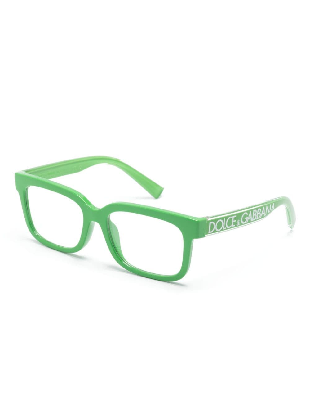 Shop Dolce & Gabbana Rectangle-frame Glasses In Green