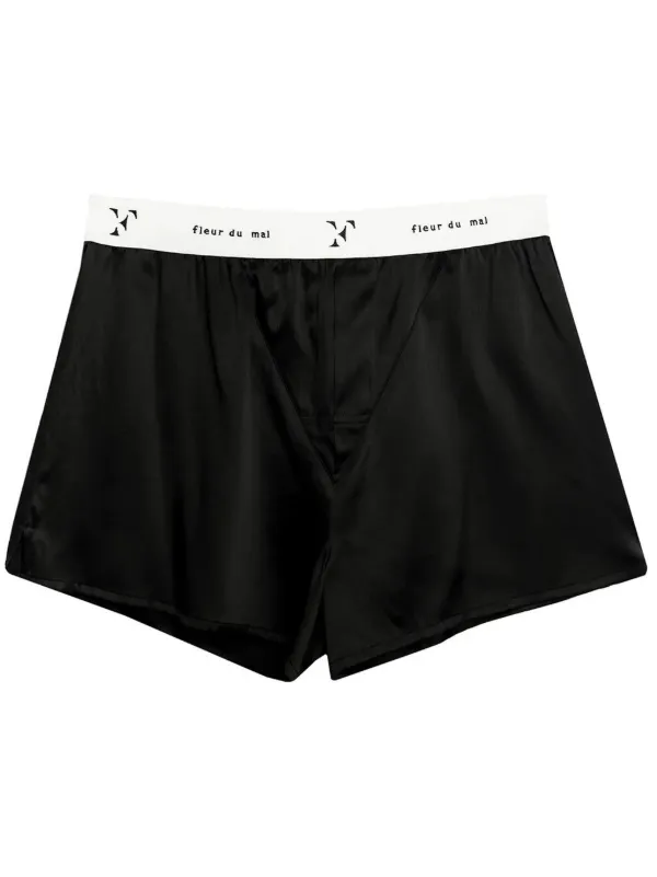 Fleur Du Mal Zijden Boxershorts Met Logoband Zwart FARFETCH NL
