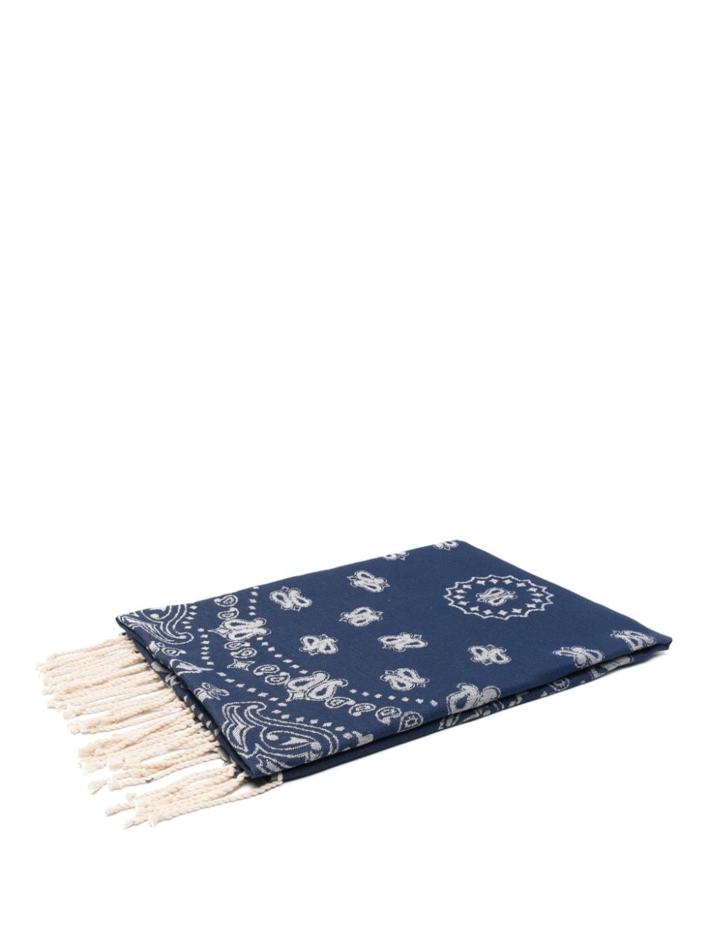 mc2 saint barth fringed bandana-jacquard beach towel - bleu