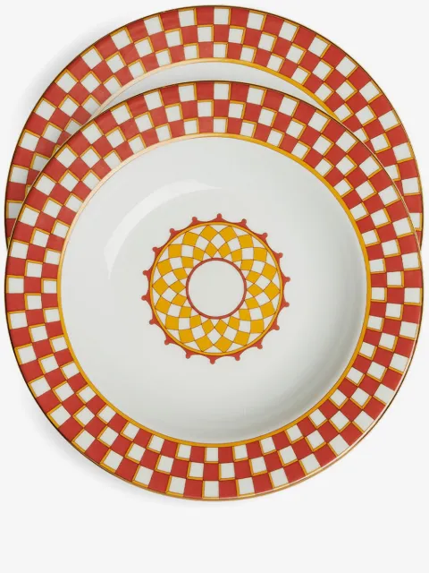La DoubleJ geometric-print porcelain soup plate (set of two)