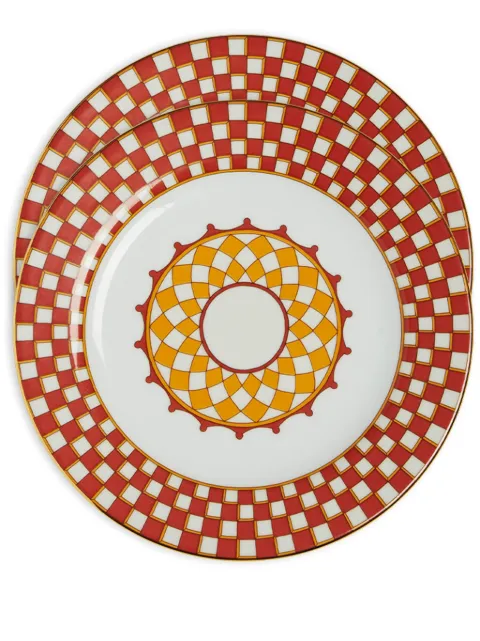 La DoubleJ geometric-print porcelain dessert plate (set of two)