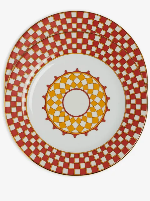 La DoubleJ geometric-print porcelain dessert plate (set of two)