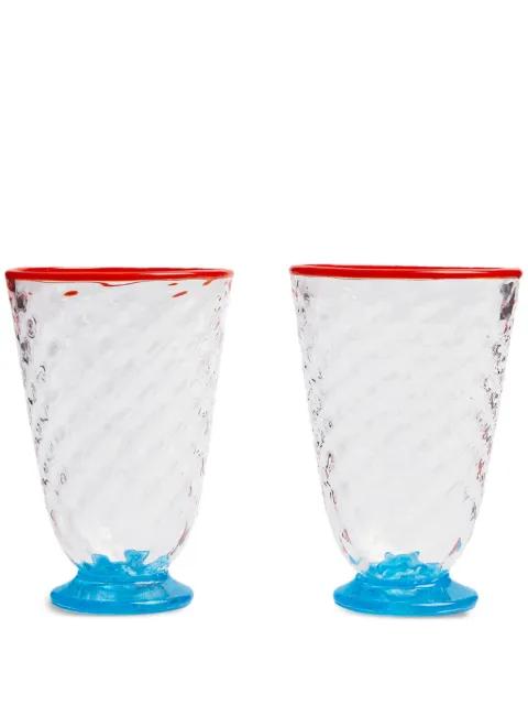 La DoubleJ contrast-trim quilted glass (set of two)