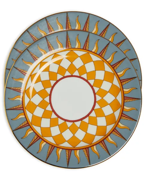 La DoubleJ geometric-print porcelain dessert plate (set of two)