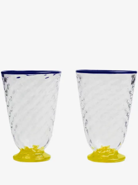 La DoubleJ contrast-trim quilted glass (set of two)