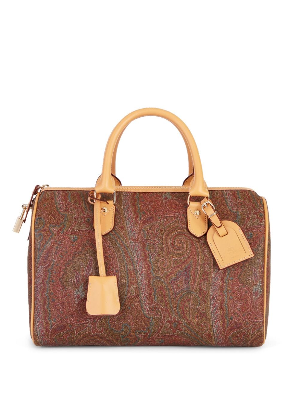 Shop Etro Paisley Jacquard Boston Bag In Brown