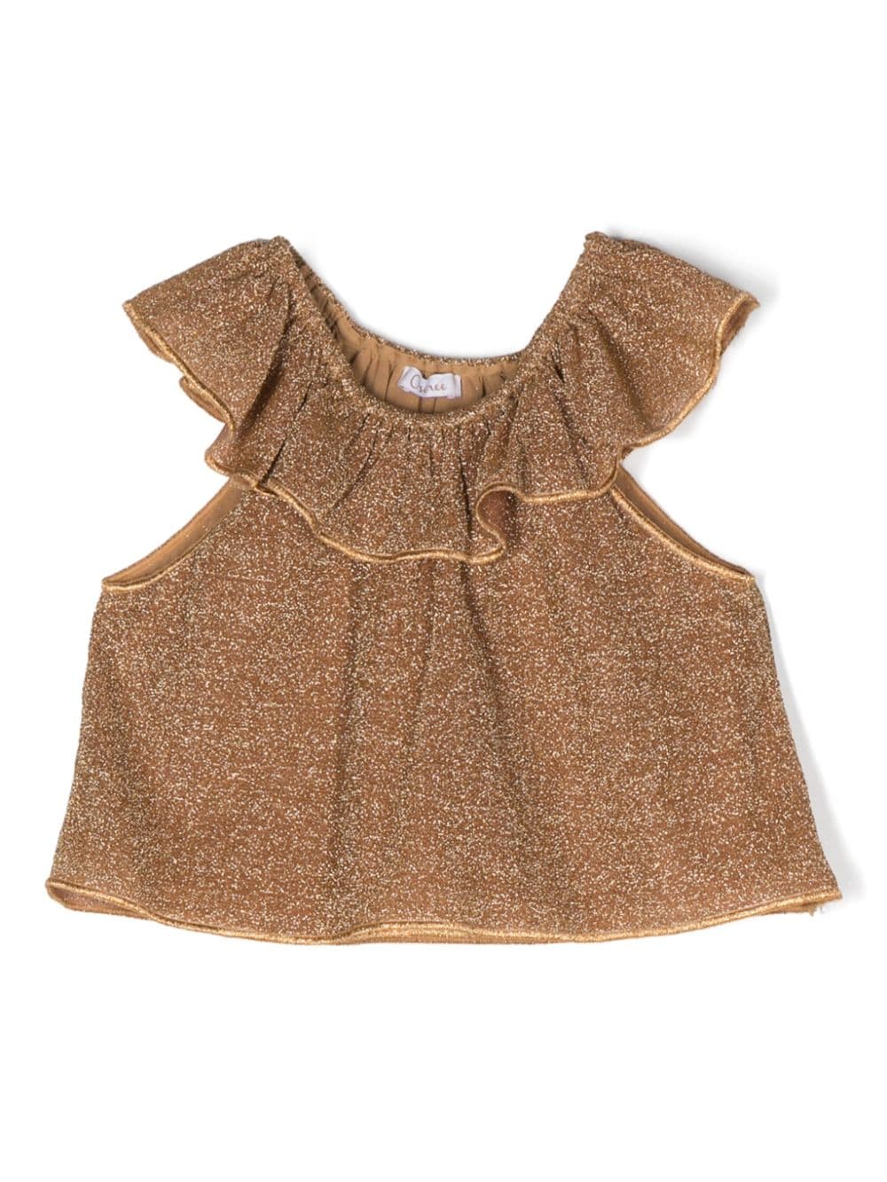 Oseree Kids' Ruffled Lurex Top In Gold