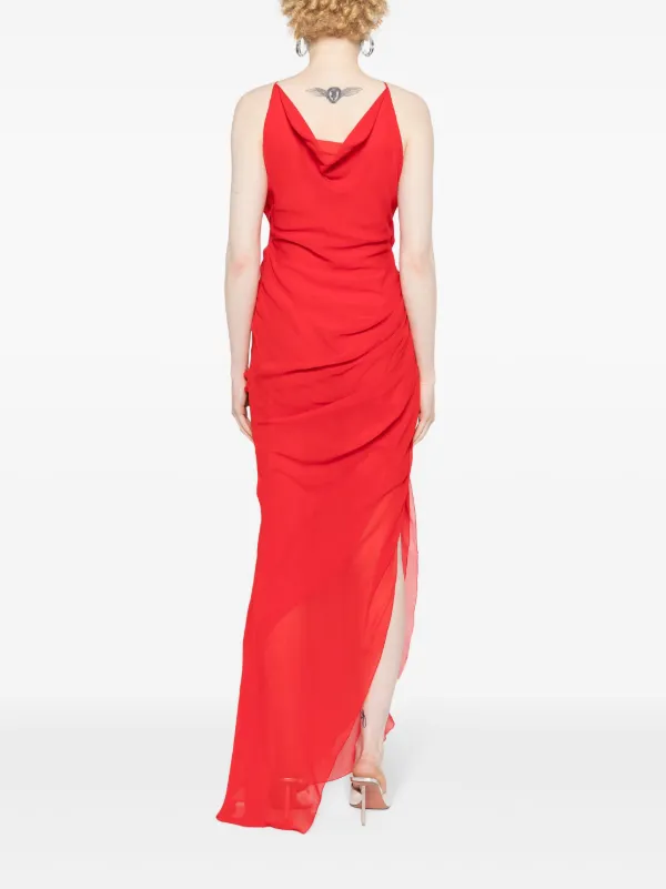 ワンピース BLUMARINE Woman Dress Green 2A586A N0432 One-shoulder Dress In Silk Georgette | Blumarine