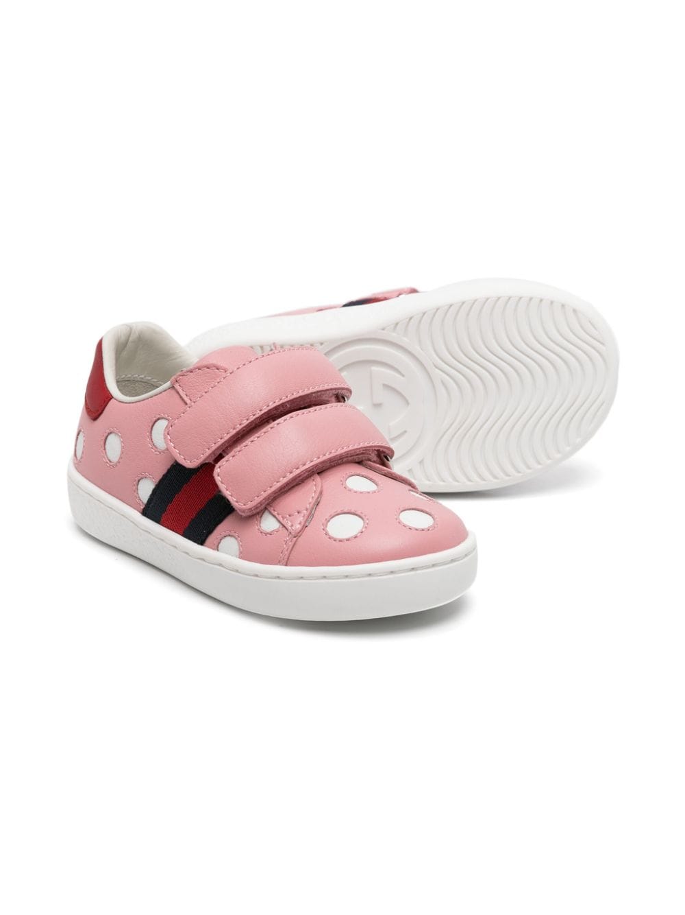 Gucci Kids Ace polka-dot leather sneakers Pink