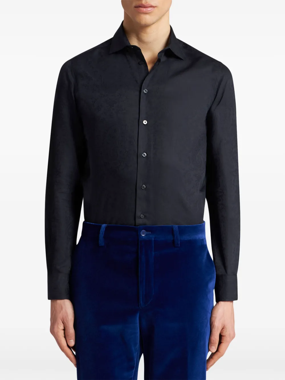 ETRO Overhemd met paisley jacquard Zwart