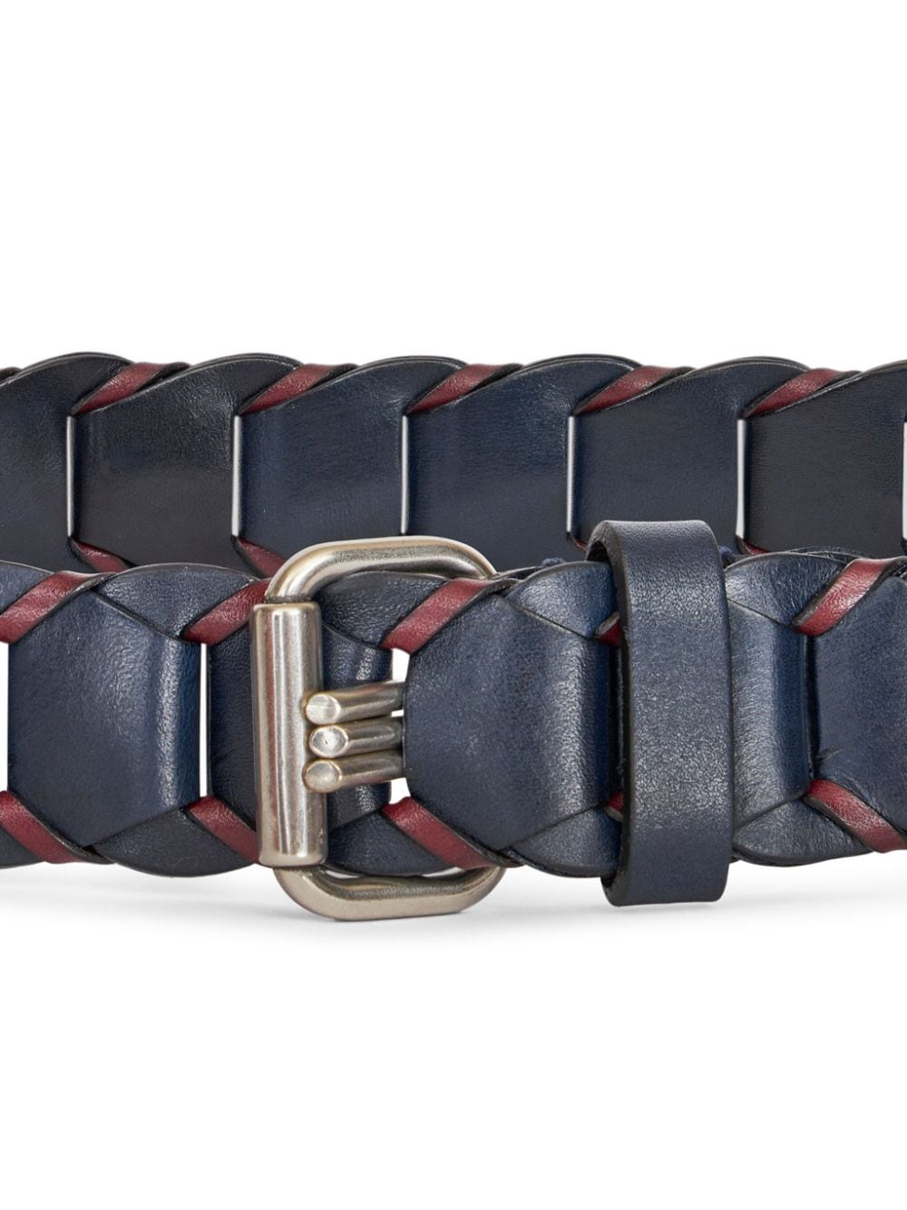 Shop Etro Woven Leather Belt In Blue