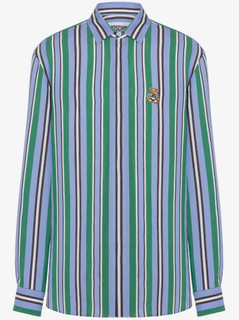 Moschino Teddy Bear-appliqué striped shirt