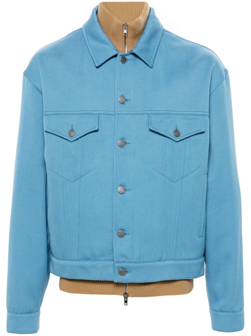 Moschino High-neck Layered Jacket In Blue