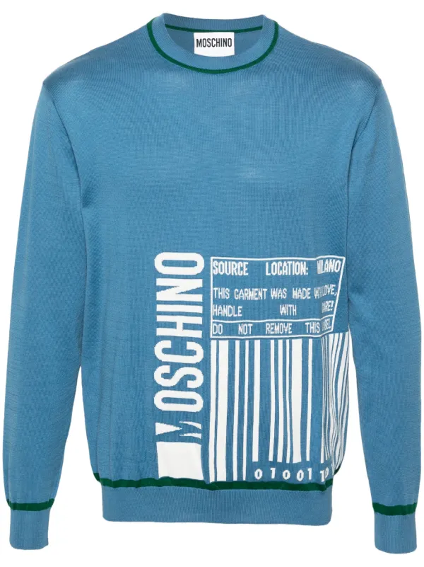 Moschino All Over deals Logo Blue Sweaters Medium