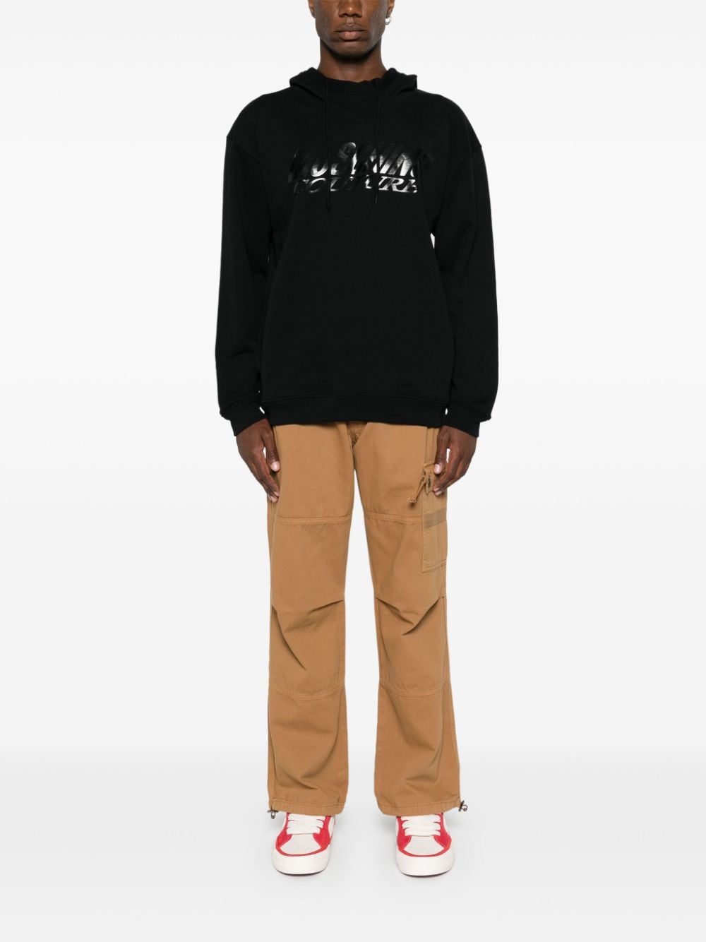 Moschino Katoenen hoodie met logoprint - Zwart