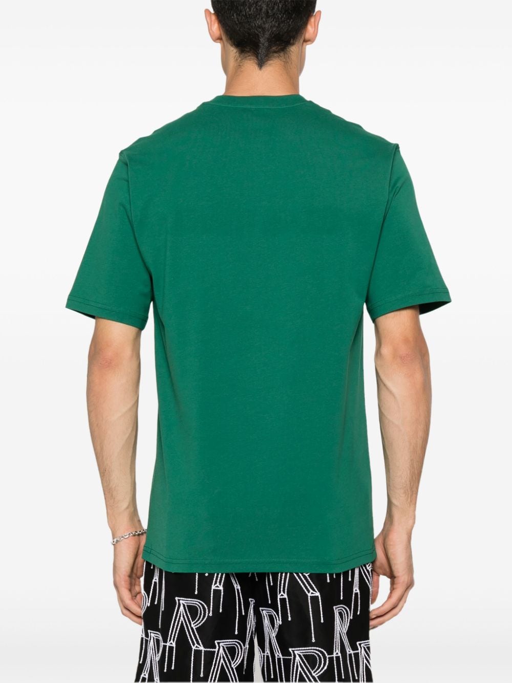 Shop Moschino Logo-embroidered Cotton T-shirt In Green