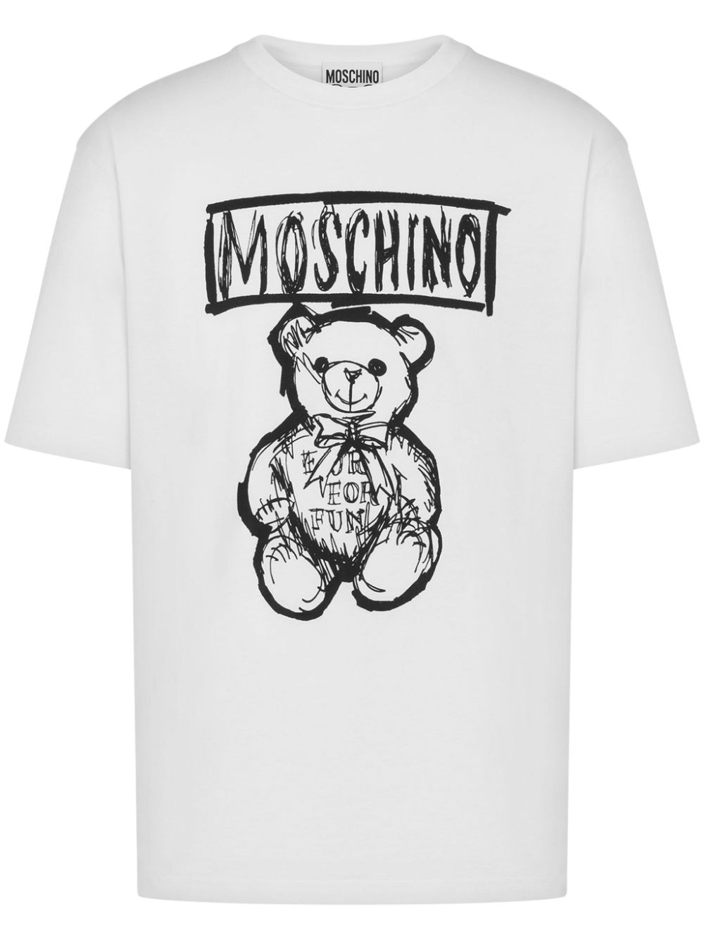 Shop Moschino Teddy Bear Cotton T-shirt In White