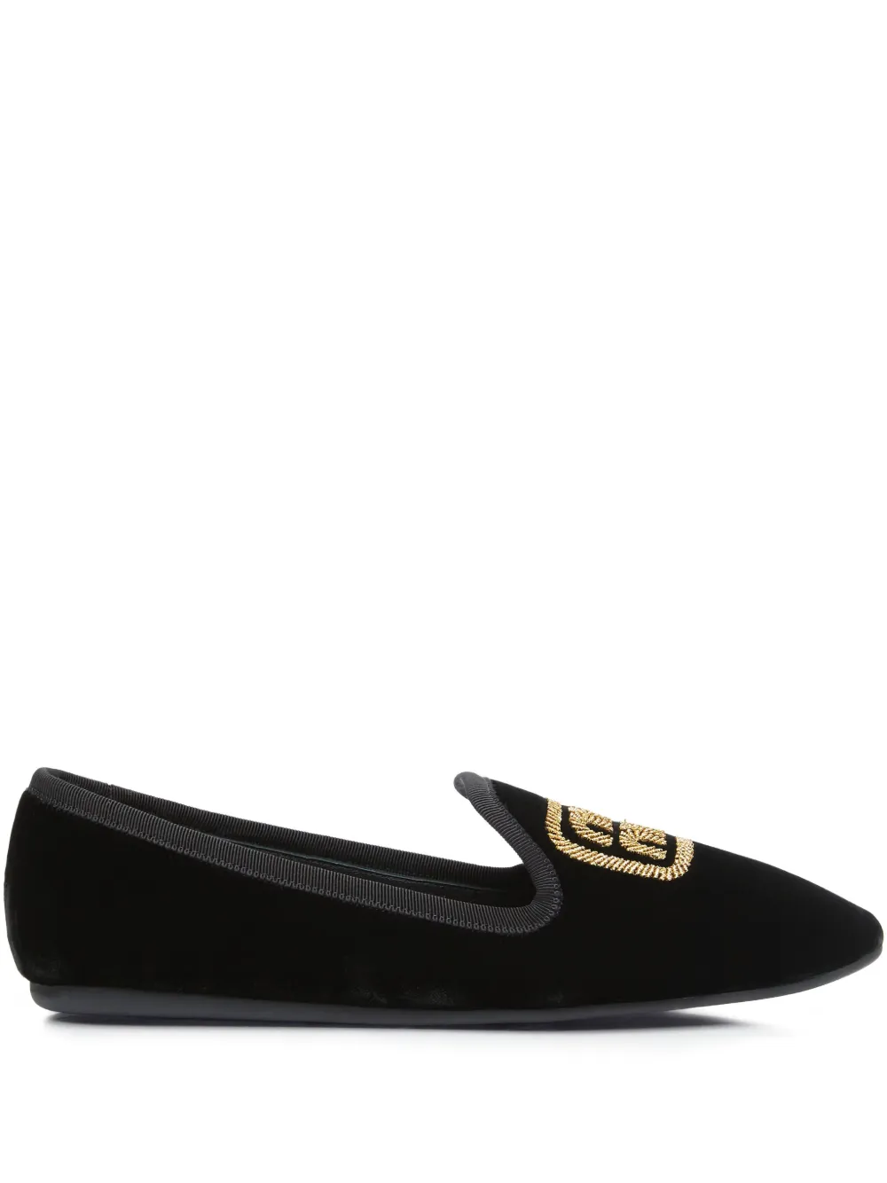 Miu Slippers met geborduurd logo Zwart
