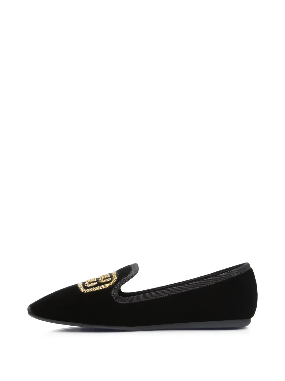 Miu Slippers met geborduurd logo Zwart
