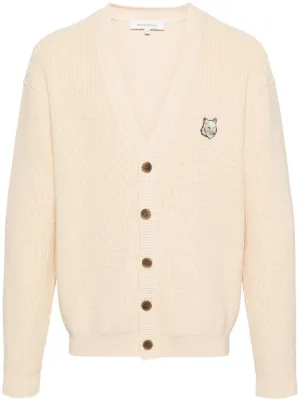 Maison Kitsuné Fox Head Patch Wool Cardigan | Neutrals | FARFETCH